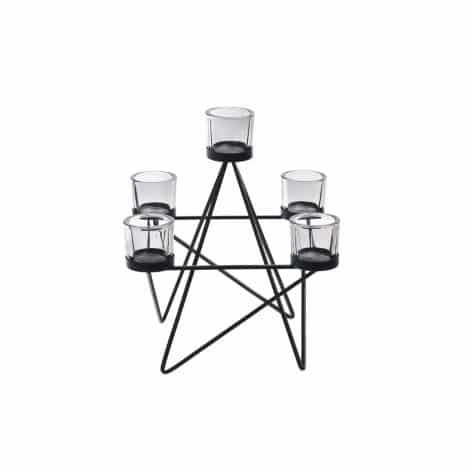 ĐÈN LỒNG THỦY TINH VÀ KHUNG KIM LOẠI ĐEN 34CM-0