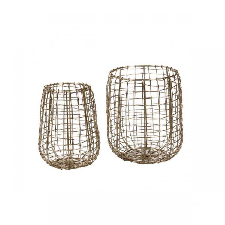 BỘ 2 RỔ TRANG TRÍ VÀNG KIM 18CM-0